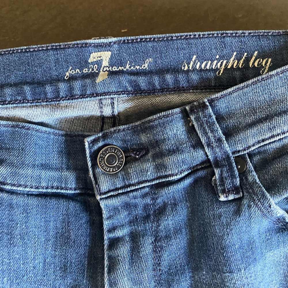 7 For All Mankind Womens Straight Leg Jeans Blue Medium Wash Denim Size 27 - Picture 7 of 8